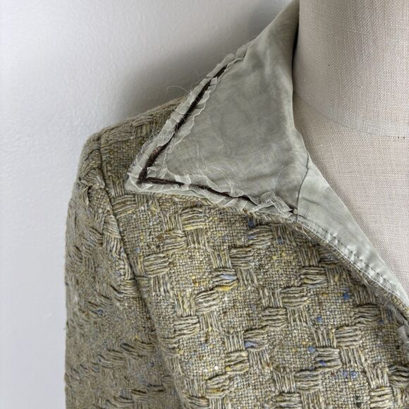 VTG Y2K WALTER Womens 10 Blazer Jacket Light Green Tweed Office Career Academia - Picture 5 of 9